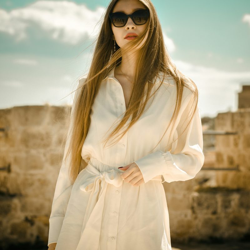 White shirt dress