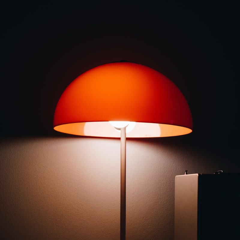 Orange dome table lamp